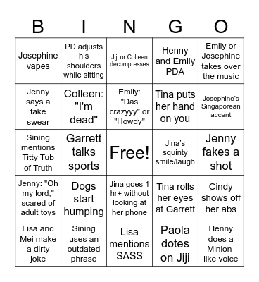 Josh Bingo Card