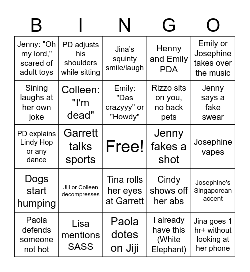 Mei Bingo Card