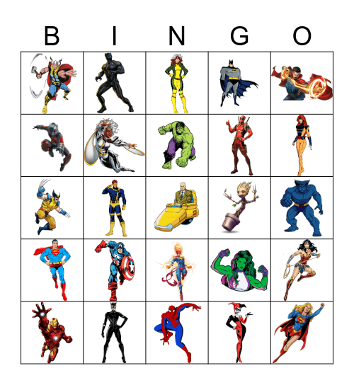 SUPER HERO COMIC Bingo Card