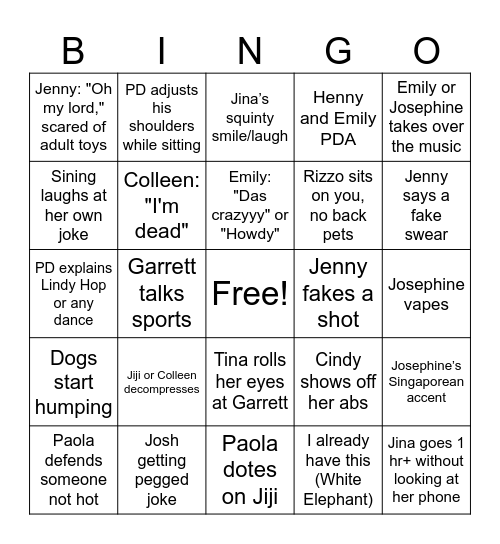 Lisa Bingo Card