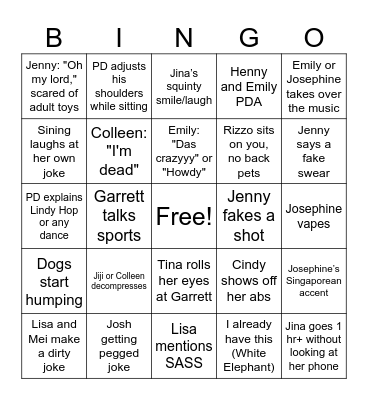 Paola Bingo Card