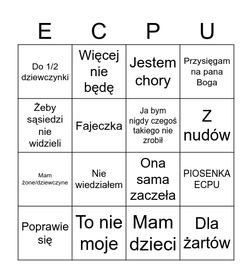 ECPU POLSKA ŁOWCY PEDOFILI Bingo Card