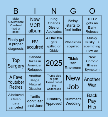 Stiles' Personal 2025 Bingo Card