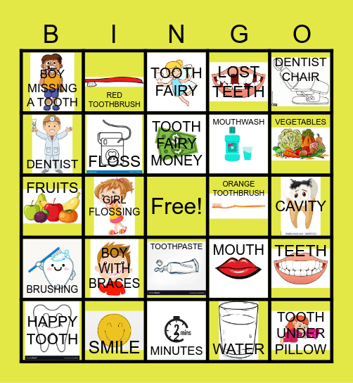 DENTAL HEALTH BINGO Card