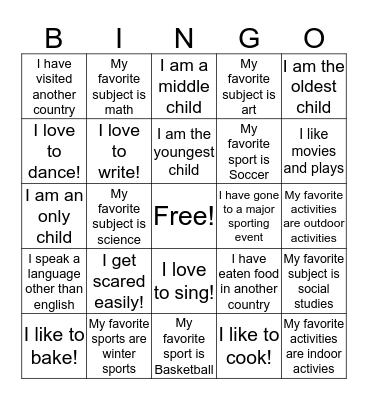 Human Bingo (Mother Caroline Style!) Bingo Card