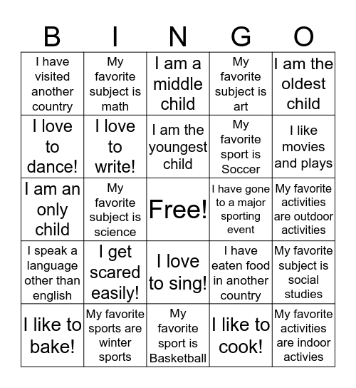 Human Bingo (Mother Caroline Style!) Bingo Card