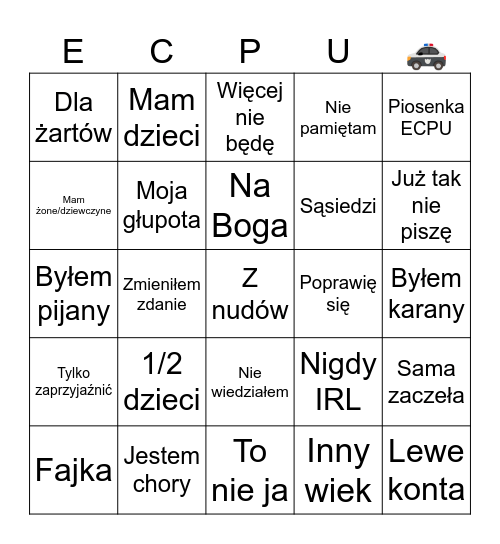 ECPU POLSKA ŁOWCY PEDOFILI Bingo Card