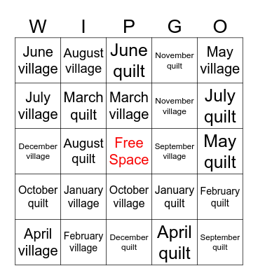 Kimberbell monthly projects Bingo Card