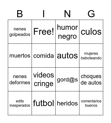 reels de instagram Bingo Card
