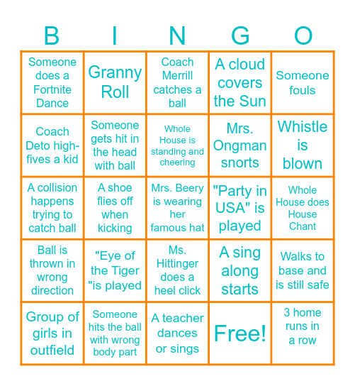 KICKBALL Bingo Card