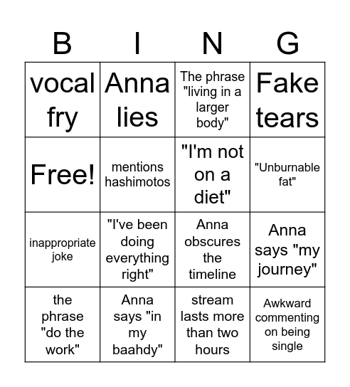Podcast Bingo Card