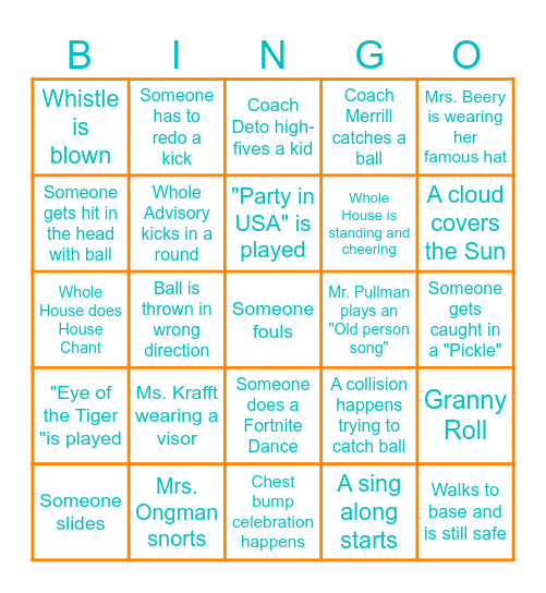 KICKBALL Bingo Card