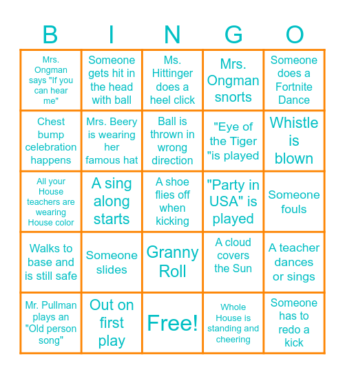 KICKBALL Bingo Card