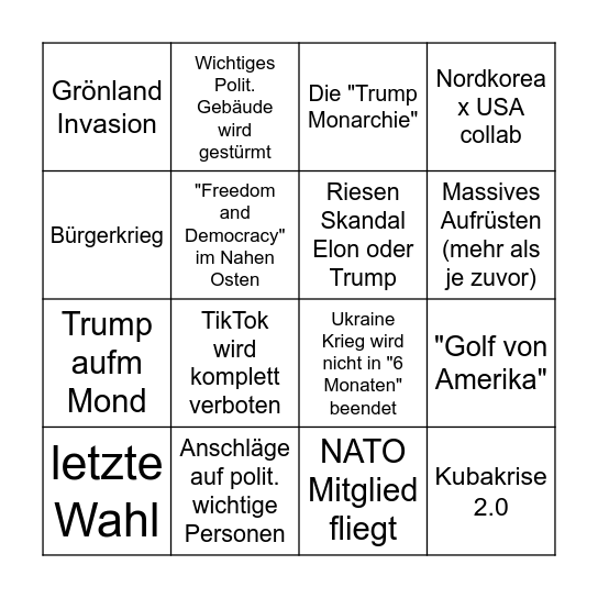 Amerika 2025-2029 Bingo Card