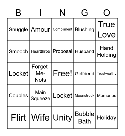 VDAY Bingo 2 Bingo Card