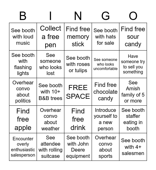 Trade Show Bingo Card