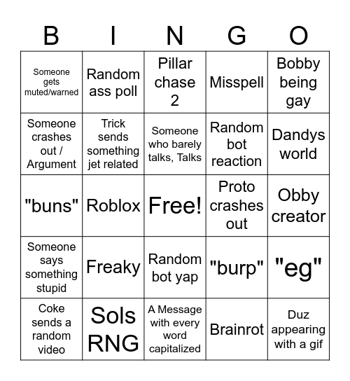 Friendgroup Bingo Card