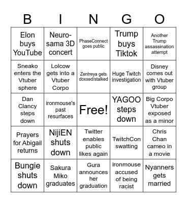 2025 Bingo Card Bingo Card