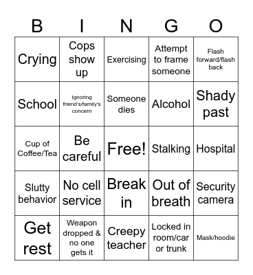 Lifetime Movie Bingo Card