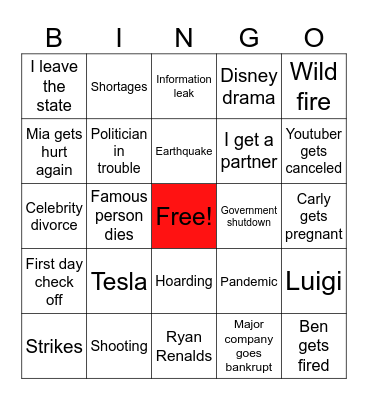 2025 Bingo Card
