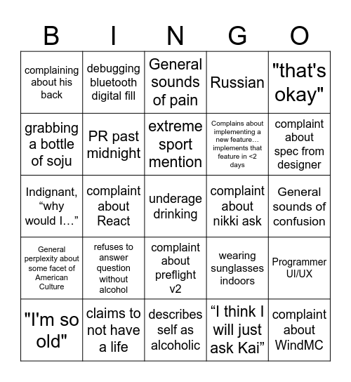 Aleks Bingo Card