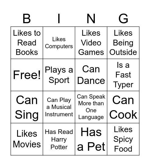Human Bingo Card