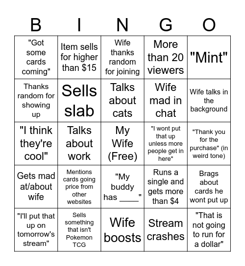Stream Bingo Card
