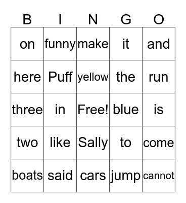 Landon's Bingo Card