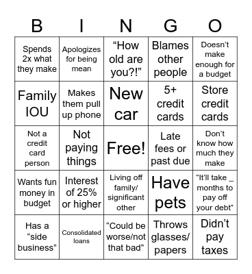 Financial Audit Bingo Card