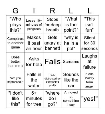 Girlfriend Bingo (Very Ethical) Bingo Card