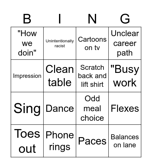 Stephen Bingo Card