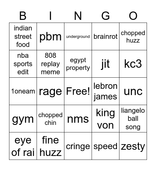 ig reel bingo Card