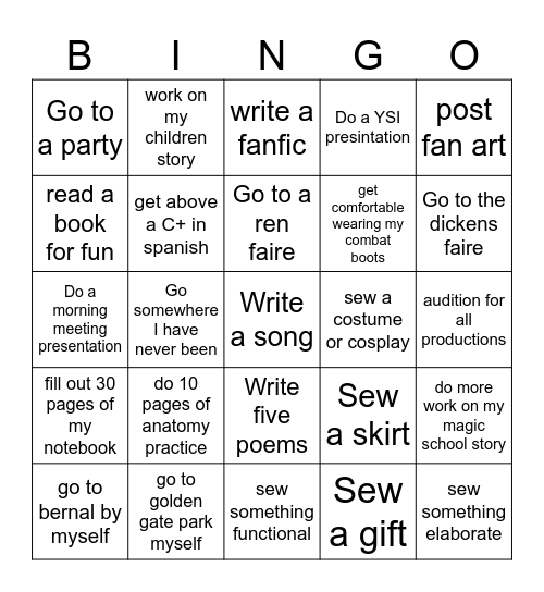 New Years Bingo 2025-26 Bingo Card