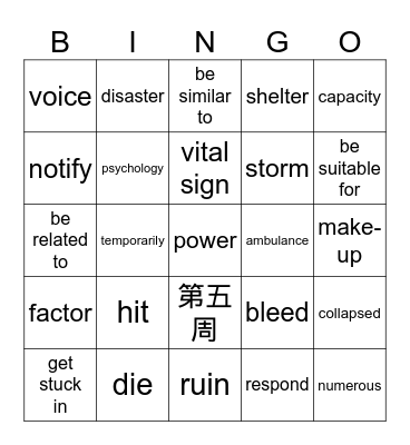 Unit 3 Bingo Card
