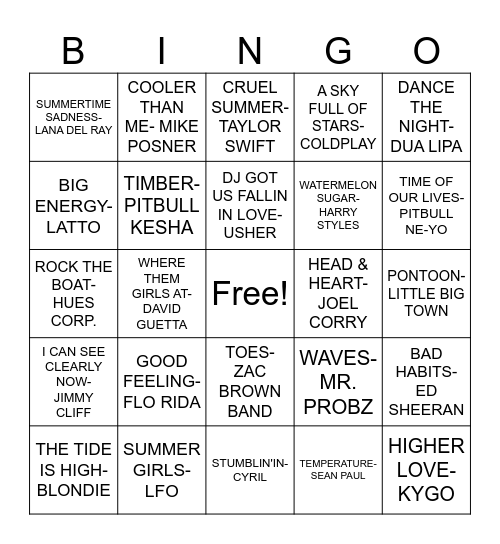 THE SUMMER COUNTDOWN Bingo Card