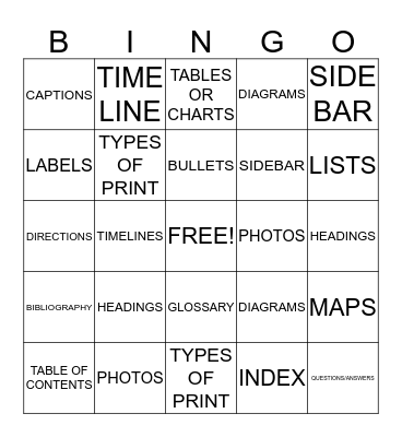 NONFICTION BINGO Card