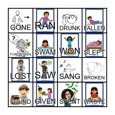 IRREGULAR VERBS- PAST PARTICIPLE Bingo Card