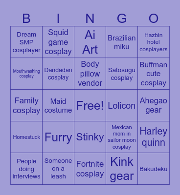 Anime LA Bingo Card