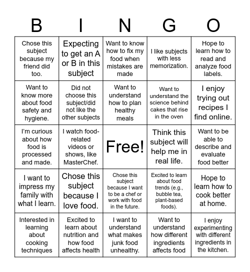 Lets Get to Know Each Other Bingo Card