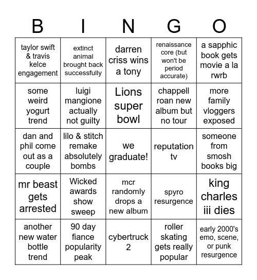2025 Bingo Card