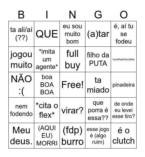 kaue jogando Bingo Card