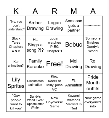 Kar's 2025 FL Bingo Card