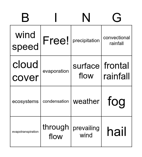 Y8 Geography - Weather and Climate (2) Bingo Card