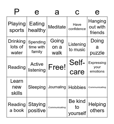 Winter Welness Bingo Card