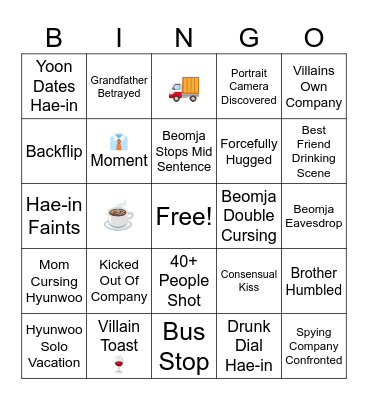 Queen of Tears Ep 8 Bingo Card