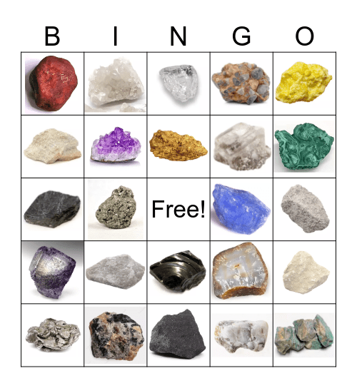 Rock & Mineral Bingo Card