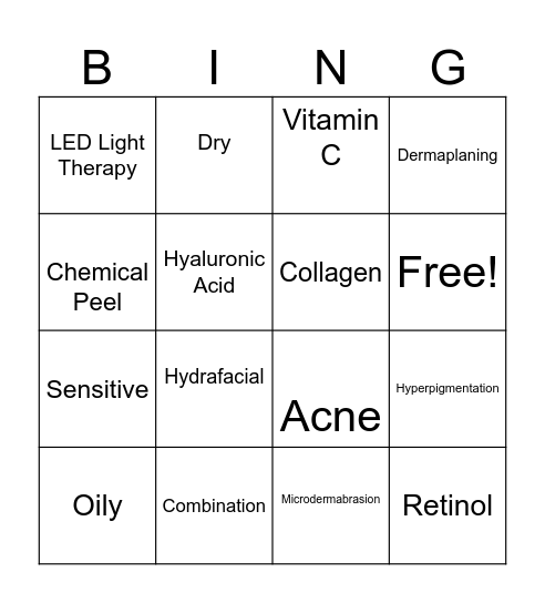 Beauty Bingo Card