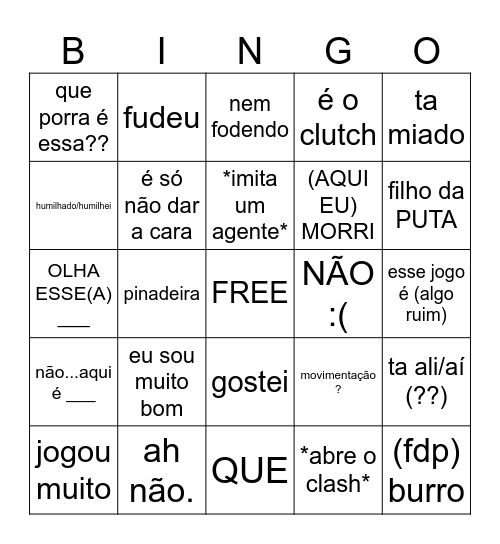 kaue jogando Bingo Card