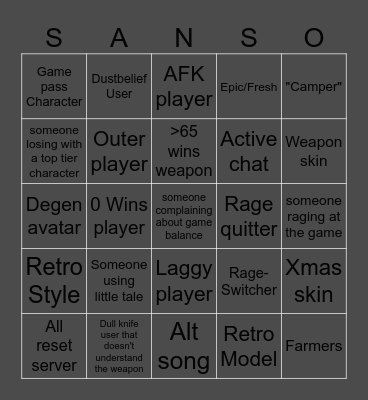 ULC BINGO Card