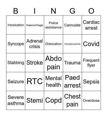 London placement Bingo Card